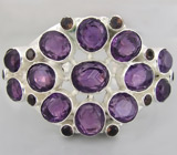 Браслет с аметистами и дымчатыми топазами Серебро 925