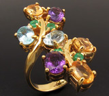 Кольцо из коллекции "Mia" с цитринами, аметистами, топазами и изумрудами Серебро 925