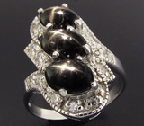 Кольцо со звездчатыми диопсидами Серебро 925