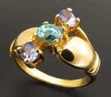 Кольцо из коллекции "Mia" с цирконом и танзанитами Серебро 925