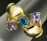 Кольцо из коллекции "Mia" с цирконом и танзанитами Серебро 925