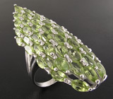 Превосходное крупное кольцо с перидотами Серебро 925