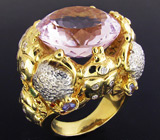 Массивное кольцо из коллекции "Mia" с аметистом, танзанитами, цаворитами Серебро 925