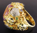 Массивное кольцо из коллекции "Mia" с аметистом, танзанитами, цаворитами Серебро 925