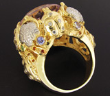 Массивное кольцо из коллекции "Mia" с аметистом, танзанитами, цаворитами Серебро 925