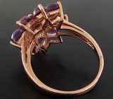 Кольцо из коллекции "Mia" с кабошонами родолита и аметистов Серебро 925