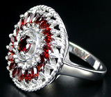 Эффектное кольцо с гранатами Серебро 925