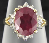 Кольцо из коллекции "Mia" с ярким сапфиром и бесцветными цирконами Серебро 925