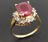 Кольцо из коллекции "Mia" с ярким сапфиром и бесцветными цирконами Серебро 925