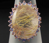 Кольцо из коллекции "Mia" с рутиловым кварцем и танзанитами Серебро 925