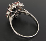 Черненое кольцо с топазом и оранжевыми сапфирами Серебро 925