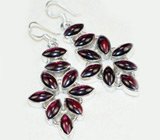 Серьги с вишневыми турмалинами Серебро 925