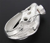 Массивное 3-D кольцо с гранатом Серебро 925