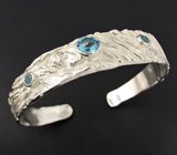 Браслет из текстурного серебра с топазами Серебро 925