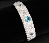 Браслет из текстурного серебра с топазами Серебро 925