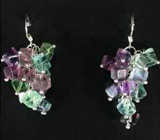Серьги с аметистами и флюоритом Серебро 925