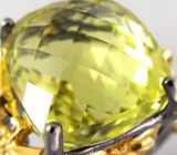Кольцо с цитрином "зеленое золото", цаворитами и сапфирами Серебро 925