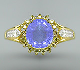Великолепное кольцо из коллекции "Mia" с танзанитом и бриллиантами Серебро 925