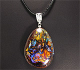 Крупный австралийский болдер опал 100+ карат на шнуре Серебро 925