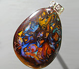 Крупный австралийский болдер опал 100+ карат на шнуре Серебро 925