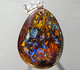 Крупный австралийский болдер опал 100+ карат на шнуре Серебро 925