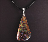 Австралийский болдер опал 43,02 карат на шнуре Серебро 925