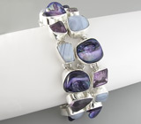 Браслет с аметистами, агатами и пузырчатым жемчугом Серебро 925