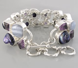 Браслет с аметистами, агатами и пузырчатым жемчугом Серебро 925