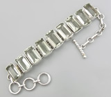 Стильный браслет с зелеными аметистами Серебро 925