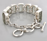 Стильный браслет с зелеными аметистами Серебро 925