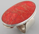 Кольцо с кораллом Серебро 925