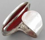 Кольцо с кораллом Серебро 925