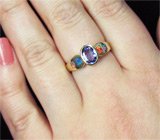 Кольцо с танзанитом и дублет опалами Золото