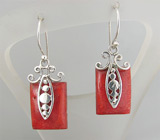 Серьги с кораллами Серебро 925