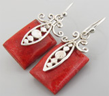 Серьги с кораллами Серебро 925