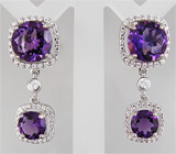 Серьги из коллекции "Sunshine" с аметистами Серебро 925