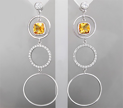 Серьги из коллекции "Sunshine" с золотистыми цитринами