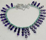 Роскошный комплект с аметистами и изумрудами Серебро 925