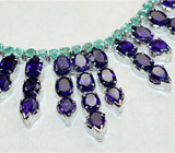 Роскошный комплект с аметистами и изумрудами Серебро 925