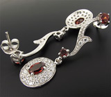 Изысканные серьги с гранатами Серебро 925