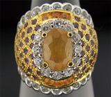 Кольцо из коллекции "Mia" с сапфирами, аметистами и бесцветными цирконами Серебро 925