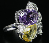 Превосходное кольцо с аметистом и цитрином Серебро 925