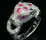 Кольцо "Леопард" с розовыми сапфирами Серебро 925