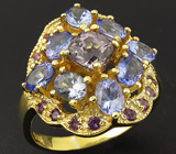 Кольцо из коллекции "Mia" со шпинелью, танзанитами и аметистами Серебро 925