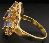 Кольцо из коллекции "Mia" со шпинелью, танзанитами и аметистами Серебро 925