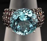 Кольцо с чистейшим топазом и гранатами Серебро 925