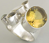 Необычное кольцо с цитринами и жемчугом Серебро 925