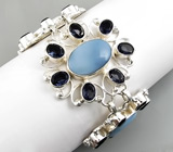 Ажурный браслет с голубыми агатами Серебро 925