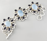 Ажурный браслет с голубыми агатами Серебро 925