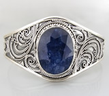 Черненый браслет с крупным синим сапфиром Серебро 925